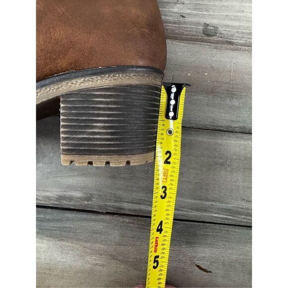 Spring Step Vegan Leather Brown Buckle Heeled Ankle Boots Size 10.5 - Picture 12 of 13
